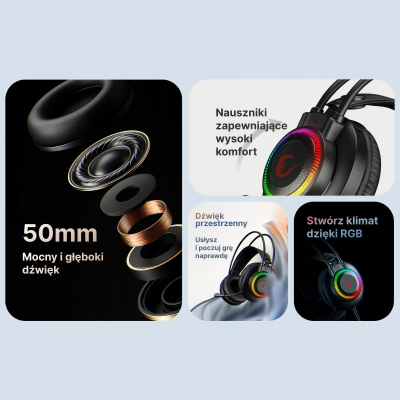 Rampage Słuchawki gamingowe z mikrofonem X-JAMMER 7.1 czarne