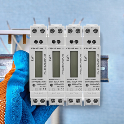 Qoltec Jednofazowy miernik zużycia energii szynę DIN 230V LCD 50887