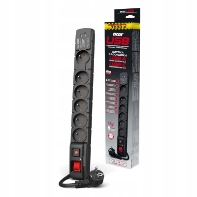 ACAR FILTR PRZECIWPRZEPIĘCIOWY S6 1,5M USB A+C (szybka ładowarka) W2436