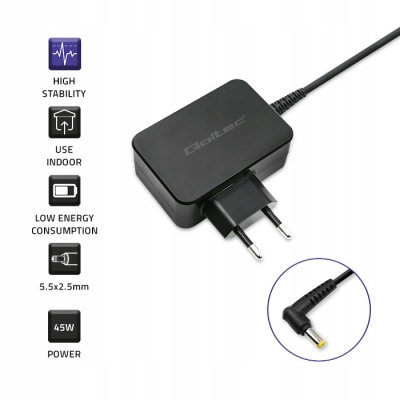 Qoltec Zasilacz do ultrabooka Toshiba 45W 19V 2.37A 5.5*2.5 52407