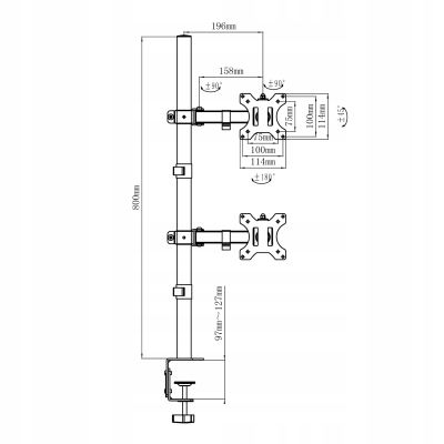 Uchwyt do monitora Maclean, max VESA 100x100, 13-27