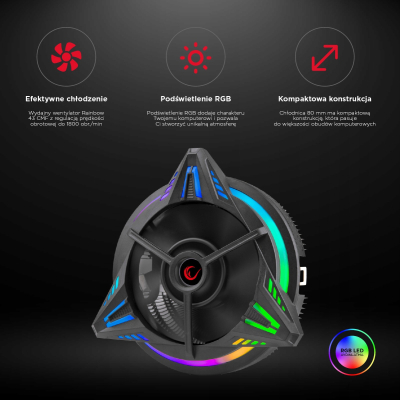 Rampage CoolBlade - Chłodzenie procesora CPU Cooler LGA 1700/AM5, 80mm RGB