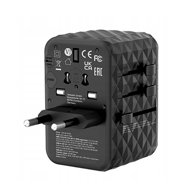 Verbatim Adapter podróżny 65 W GaN III 2x USB-C PD QC 4+ 2x USB-A, czarna