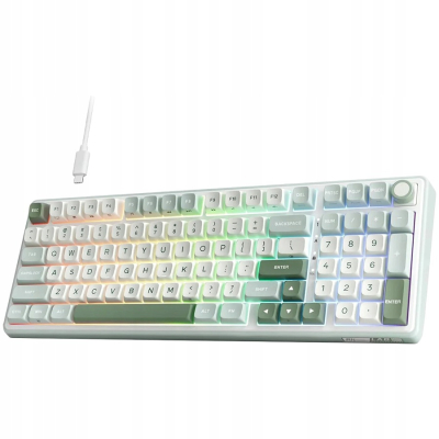 ROYAL KLUDGE RK R98Pro Sky Cyan Gaming Keyboard Beige switch