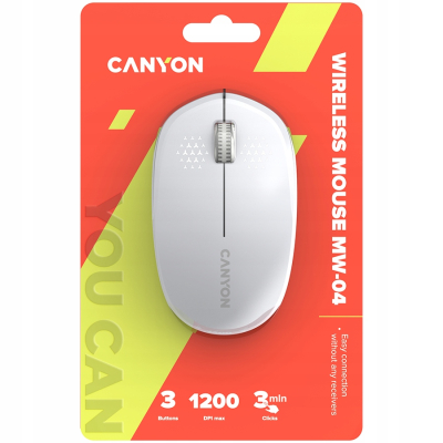 Canyon MW-04 - bezprzewodowa mysz Bluetooth/2.4 GHz, 3 przyciski (biała)