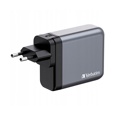 Verbatim Ładowarka GaN USB 3.0 USB C szara, 140 W, wymienne końcówki C,G,A