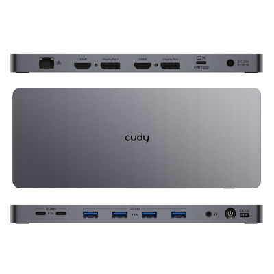 CUDY CS700 Stacja dokująca 13 w 1 10Gbps USB-C 4K 150W