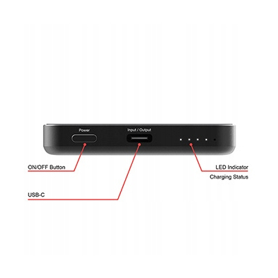 Verbatim, powerbank z ładowaniem bezprzewodowym 32225 5000mAh Czarny