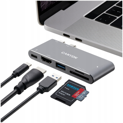 CANYON HUB DS-5 5 w 1 Thunderbolt 3 4k Szary