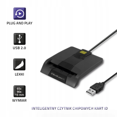 Qoltec Inteligentny czytnik chipowych kart SCR-0634 USB 2.0 +USB-C