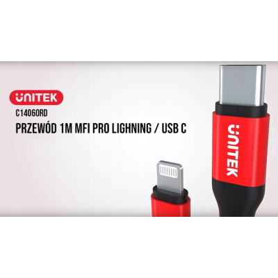 Unitek C14060RD przewód 1m USB-C Lightning