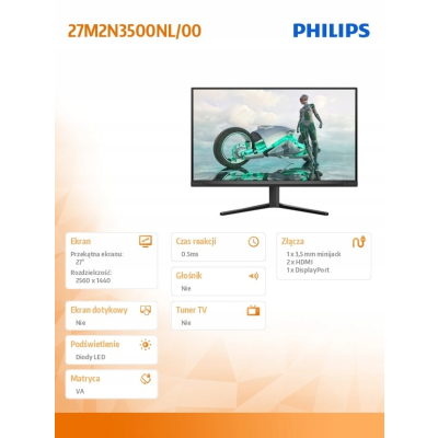 Philips Monitor 27M2N3500NL 27 cali Fast VA 180Hz HDMIx2 DP