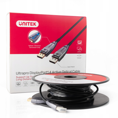 Unitek kabel optyczny DisplayPort 1.4 AOC 8K 30m