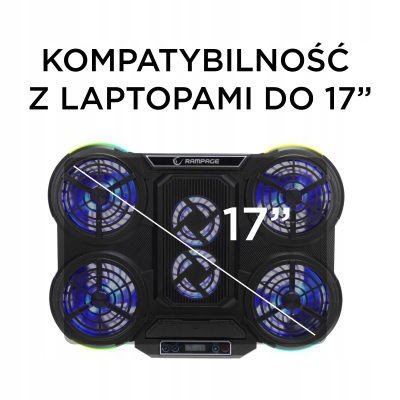 Rampage PROTE R6 - Podstawka chłodząca pod laptop 10-17
