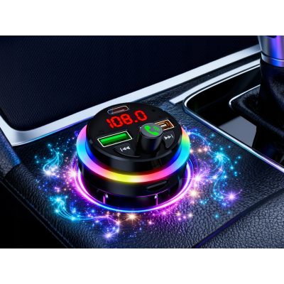 Tracer CarSynk Transmiter FM USB Powerbank BT USB-C/USB-A MicroSD LED RGB SKLEP KOZIENICE RADOM