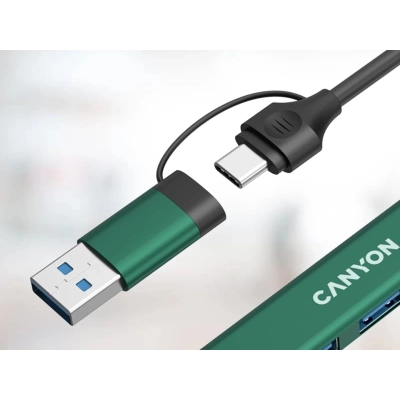 CANYON HUB DS-02 4 w 1 USB-A/C Zielony