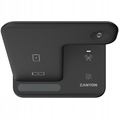 Canyon WS-302 - ładowarka bezprzewodowa 3-w-1 15W z podświetleniem (czarna)