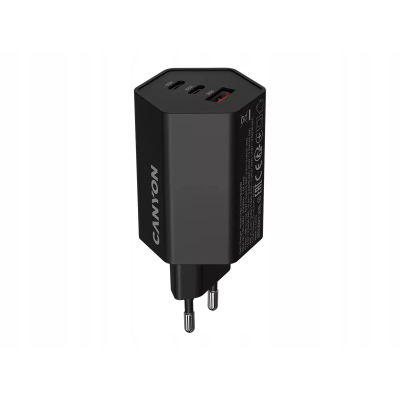 CANYON Ładowarka sieciowa HEXAGON 65 GaN 65W 2xPD 1xQC EU Czarna
