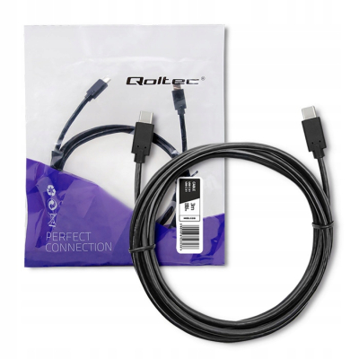 Qoltec Kabel USB 3.1 typ C męski USB 3.1 typ C męski 3m Czarny 52353