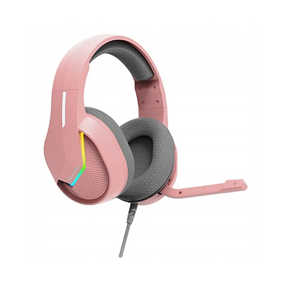 Marvo TACTIC 40 słuchawki z mikrofonem, przewodowe, różowe, 2.0, RGB, USB