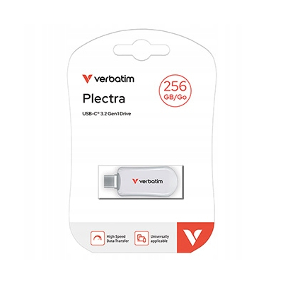 Verbatim USB flash disk, USB C, 256GB, Plectra, biały, 30230, USB C