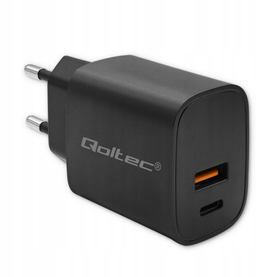 Qoltec Ładowarka GaN POWER PRO 1xUSB-C 1xUSB 30W 5-20V 1.5-3A 52377