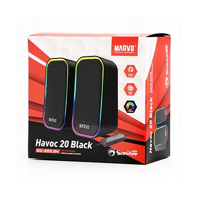 Marvo głośniki HAVOC 20BK, 6W, czarne, podświetlane