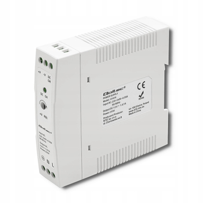 Qoltec Zasilacz na szynę DIN 20W 12V 1.67A Biały Slim