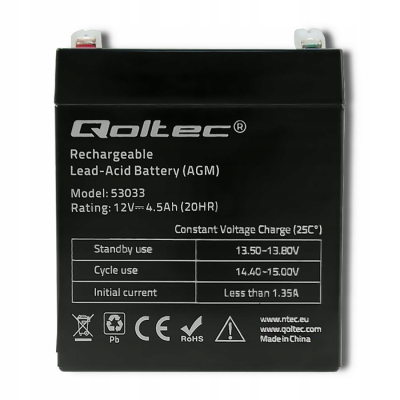 QOLTEC Akumulator AGM 12V 4.5Ah max.1.35A