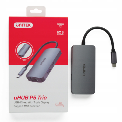 Unitek HUB USB-C D1051A 1xUSB 3.1 Gen1 VGA 2xHDMI