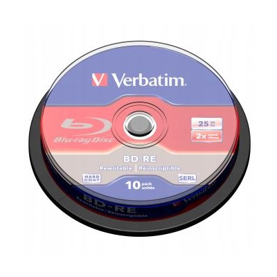Verbatim BD-RE, Single Layer ScratchGuard Plus, 25GB, 2x, 10-pack, 43694