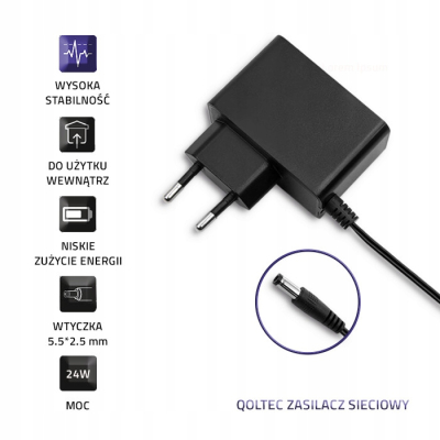 Qoltec Zasilacz wtyczkowy 24W 24V 1A 5.5*2.5