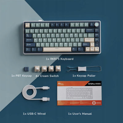 ROYAL KLUDGE R75 Sky Cyan Gaming Keyboard Brown switch