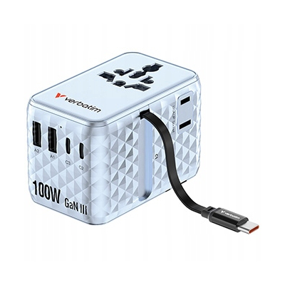 Verbatim, Adapter podróżny ChargeNTravel GaN III USB-C USB-A 100 W 30192