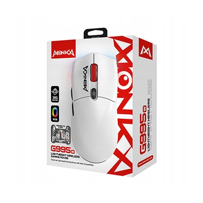 Marvo MONKA GURU Mysz biała, 26000DPI, Tri-Mode