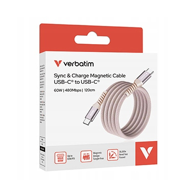 Verbatim USB kabel USB C (M) - USB C (M) 60W 1.2m magnetyczny różowy 31853