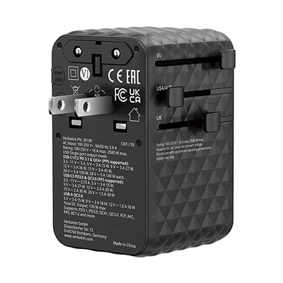 Verbatim, Adapter podróżny ChargeNTravel GaN III USB-C USB-A 170 W 30190