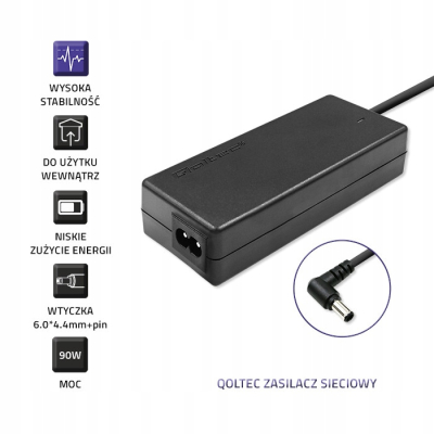 Qoltec Zasilacz do Sony 90W 19.5V 4.7A 6.0*4.4+pin +kabel 50088