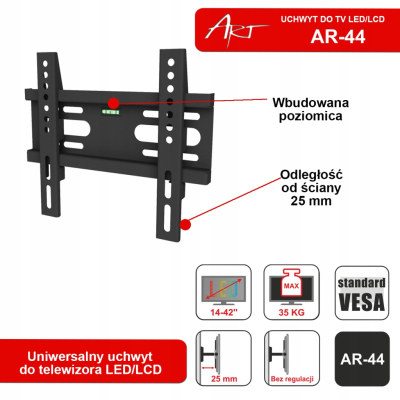 UCHWYT DO TV 14-42 35KG AR-44 ART bez regulacji