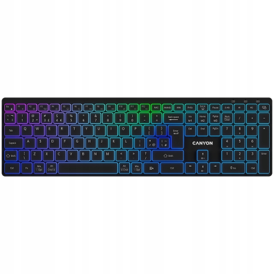 CANYON Klawiatura HKB-W11 UK/US RGB Dwa Tryby Bezprz. Czarna