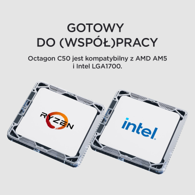 Rampage Octagon C50 Chłodzenie LGA1700/AM5 1800RPM 120mm ARGB PWM Biały