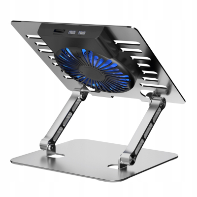 Podstawka pod laptop ART P12 alu.13/24/23cm reg.wys+kąta wentylator+LED