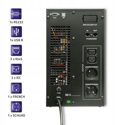 Qoltec Zasilacz awaryjny UPS On-line Pure Sine Wave 3kVA 2.4kW 53043