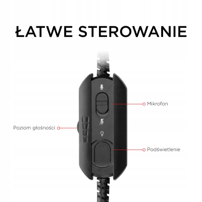 Rampage RM-K19 Plus Przewodowe słuchawki gaming z mikrofon RGB, USB czarne