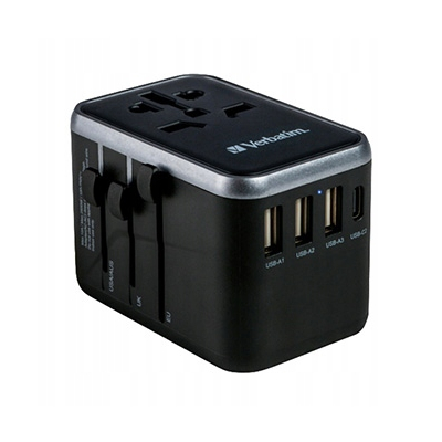 Verbatim, Adapter podróżny World-to-World UTA-04 USB-A, USB-C, czarny, 61 W
