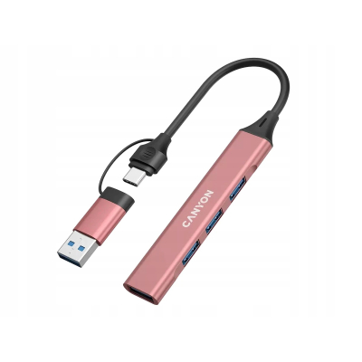 CANYON HUB DS-02 4 w 1 USB-A/C Różowy