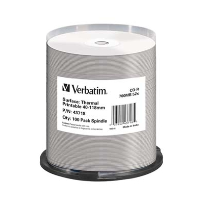 Verbatim CD-R Thermal Printable - No ID Brand 100-pack 700MB 52x 80min 12cm