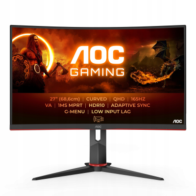 AOC Monitor CQ27G2S/BK 27 cali VA Curved 165Hz HDMIx2