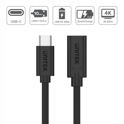 Unitek C14086BK Przedłużacz USB-C 50cm 10Gbps