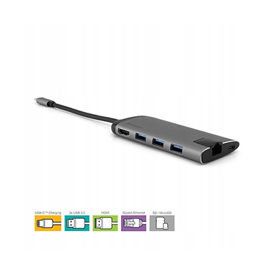 Verbatim USB (3.1) hub 6-port długość przewodu 15cm, 1x USB C, USB A, HDMI